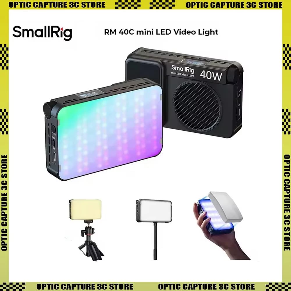 SmallRig RM 40C/25C Mini Pocket LED Video Light Fill Light with Magnetic Diffuser, Side HD LCD, 4800mAh Battery/Grid, 14 Lighting Effects