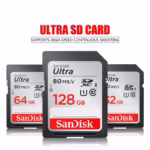 SanDisk Ultra SD Card 32GB SDHC 64GB 128GB SDXC Class 10 U1 Flash Memory Card up to 80MB/s for DSLR Camera Shooting and 4K Video