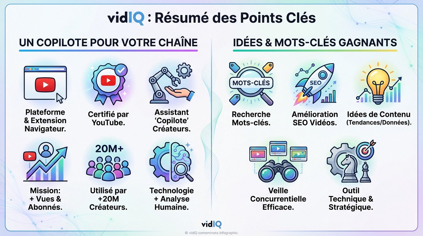 Résumé des fonctions de VidIQ