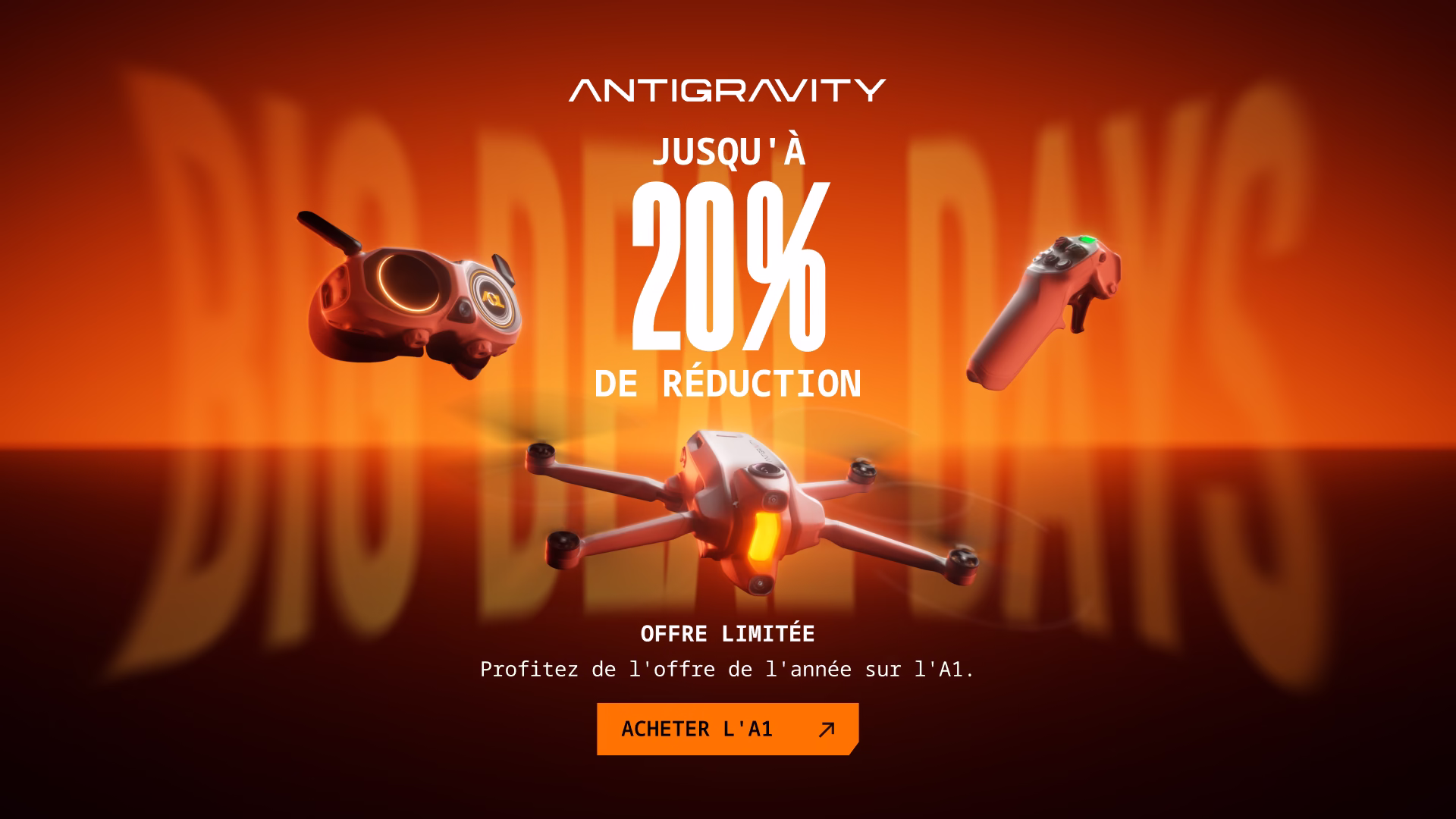プライムデー反重力：360度回転式反重力A1ドローンが20%オフ＋無料ギフト付き